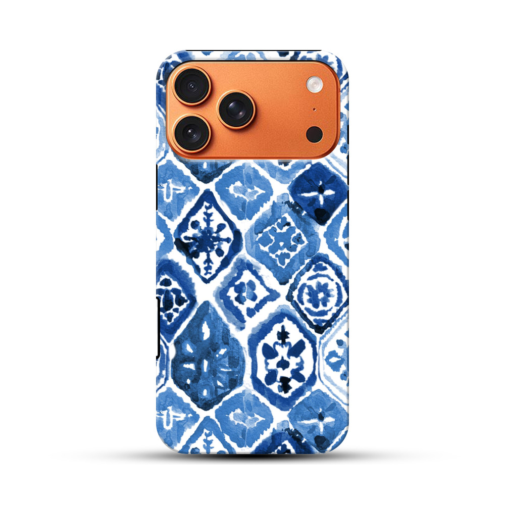 青い模様のパターン iPhone 17 Pro Maxオリジナル耐衝撃ケース