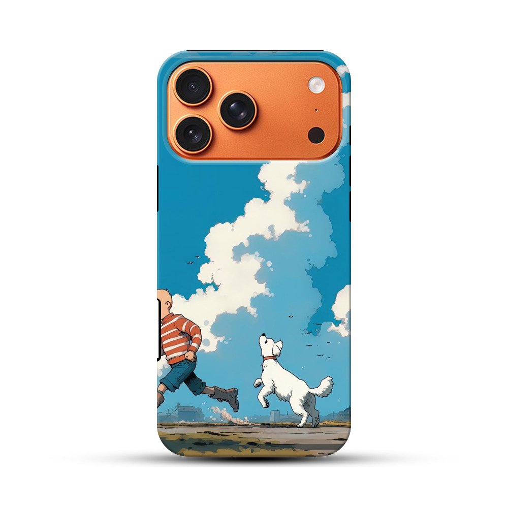 青空と電車の前の少年 iPhone 17 Pro Maxオリジナル耐衝撃ケース