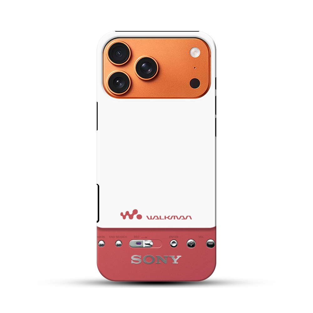 赤縁ウォークマンデザイン iPhone 17 Pro Maxオリジナル耐衝撃ケース