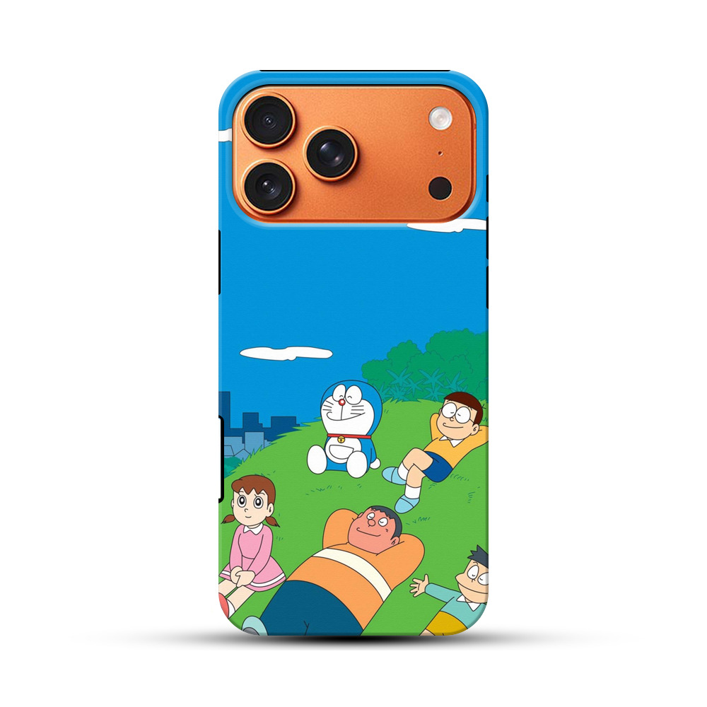 青空の草原でくつろぐドラえもん iPhone 17 Pro Maxオリジナル耐衝撃ケース