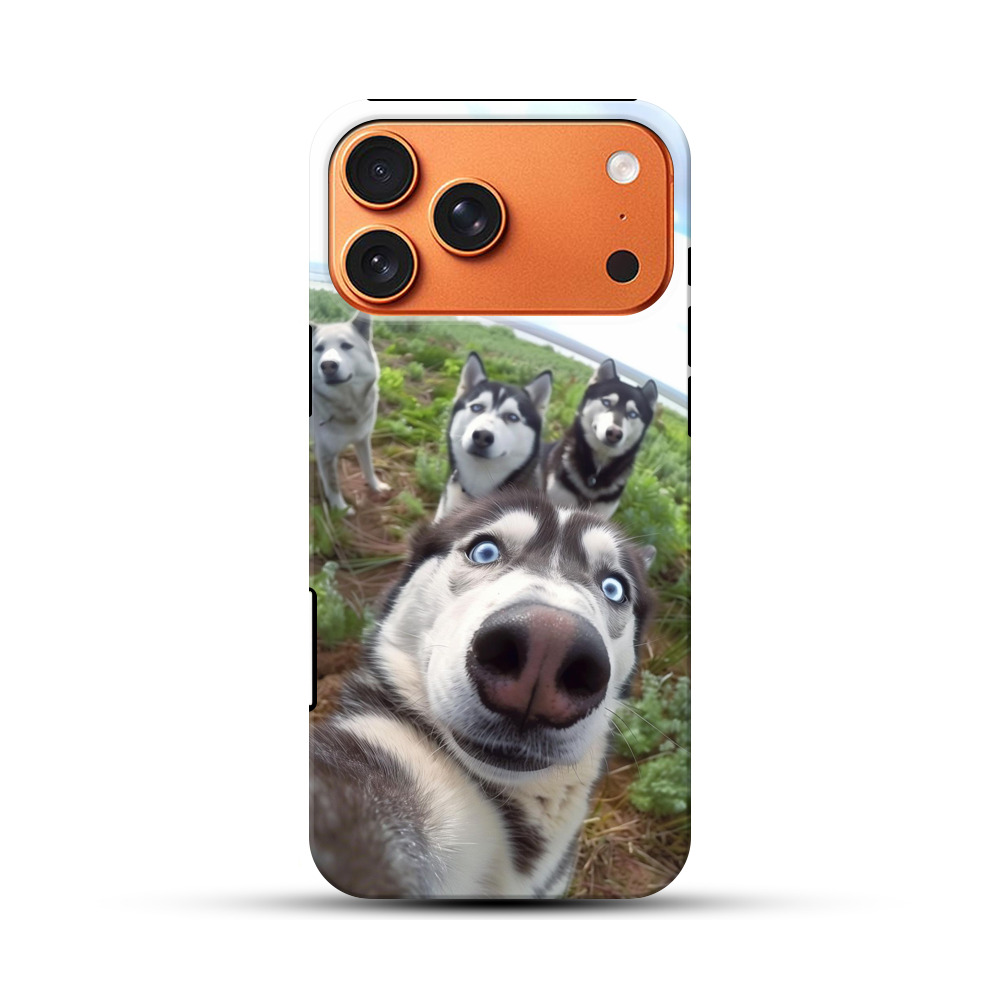 元気なハスキー犬の群れ iPhone 17 Pro Maxオリジナル耐衝撃ケース