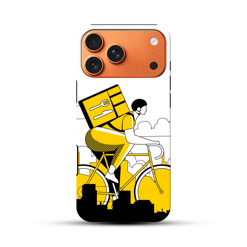 配達員が自転車で配達するシルエット iPhone 17 Pro Maxオリジナル耐衝撃ケース