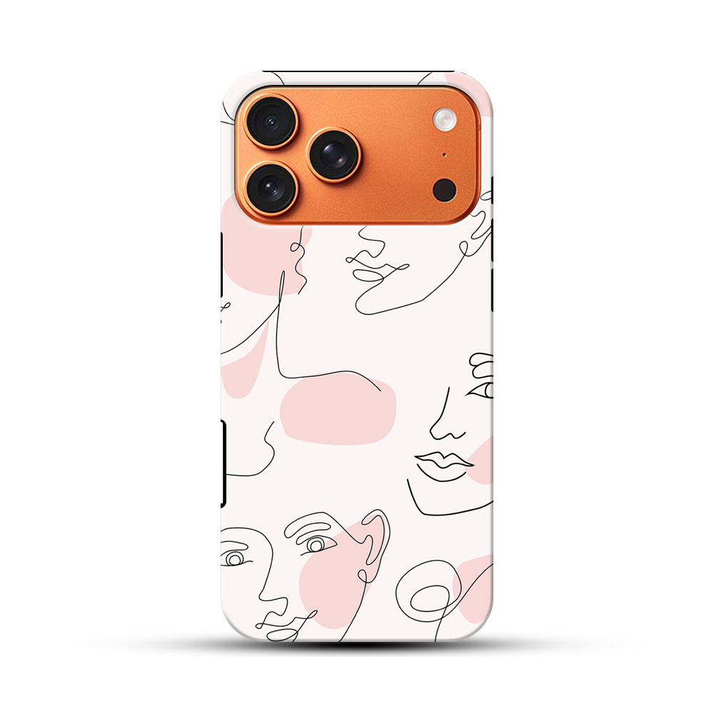 一筆で描かれた抽象的な顔のパターン iPhone 17 Pro Maxオリジナル耐衝撃ケース