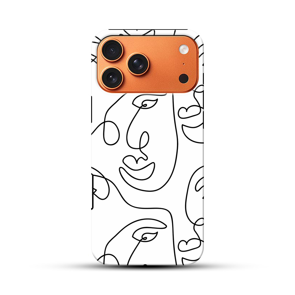一筆書きの顔アートパターン iPhone 17 Pro Maxオリジナル耐衝撃ケース