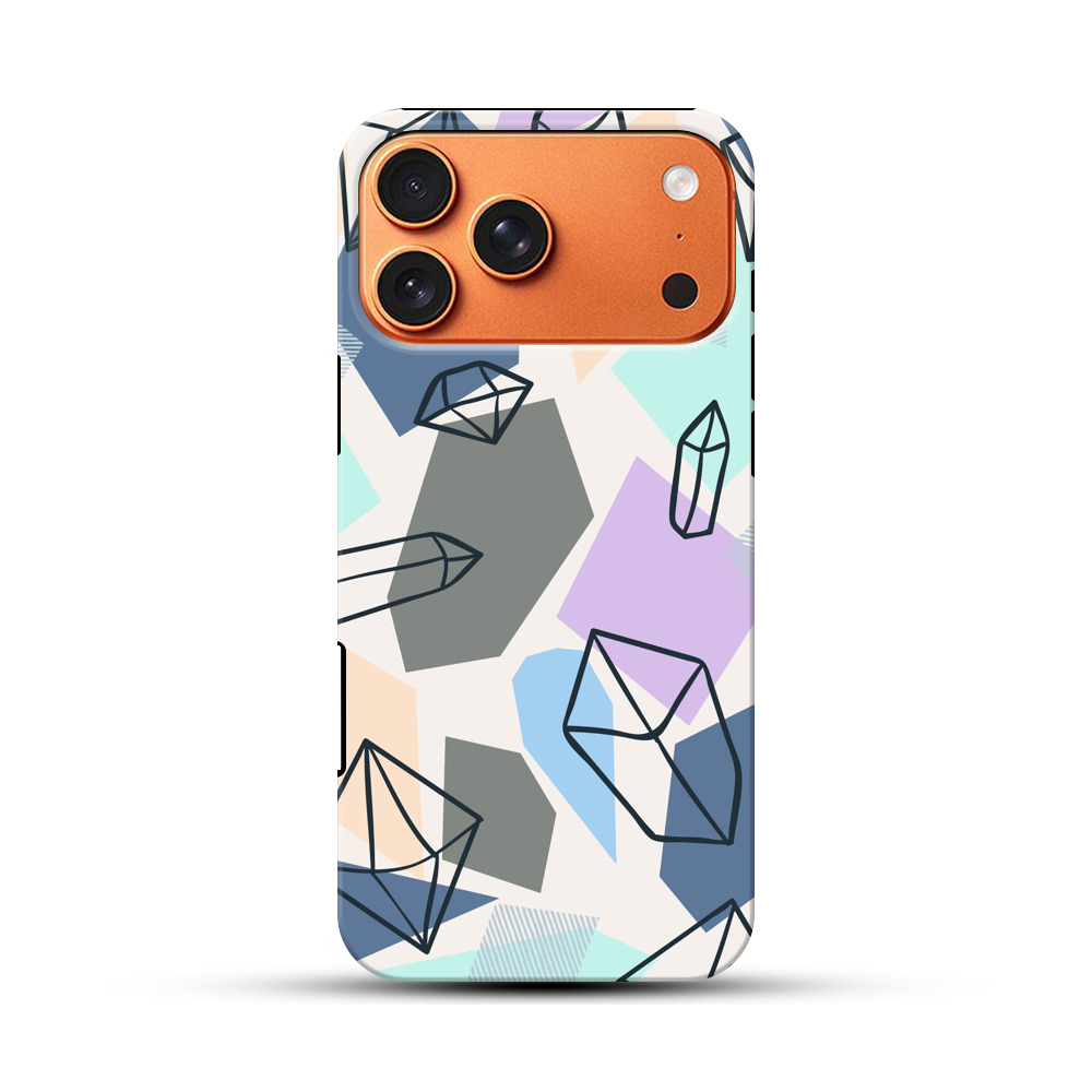 カラフルな幾何学クリスタルパターン iPhone 17 Pro Maxオリジナル耐衝撃ケース