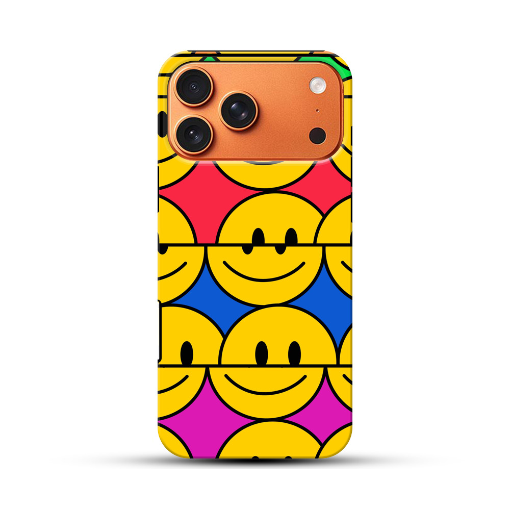 カラフルなスマイリーフェイスパターン iPhone 17 Pro Maxオリジナル耐衝撃ケース