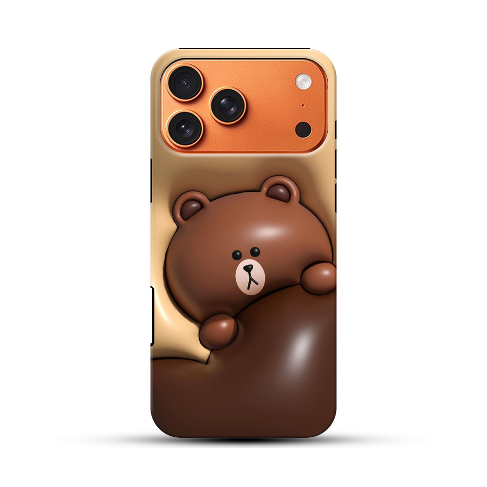 かわいいブラウンのクマ iPhone 17 Pro Maxオリジナル耐衝撃ケース