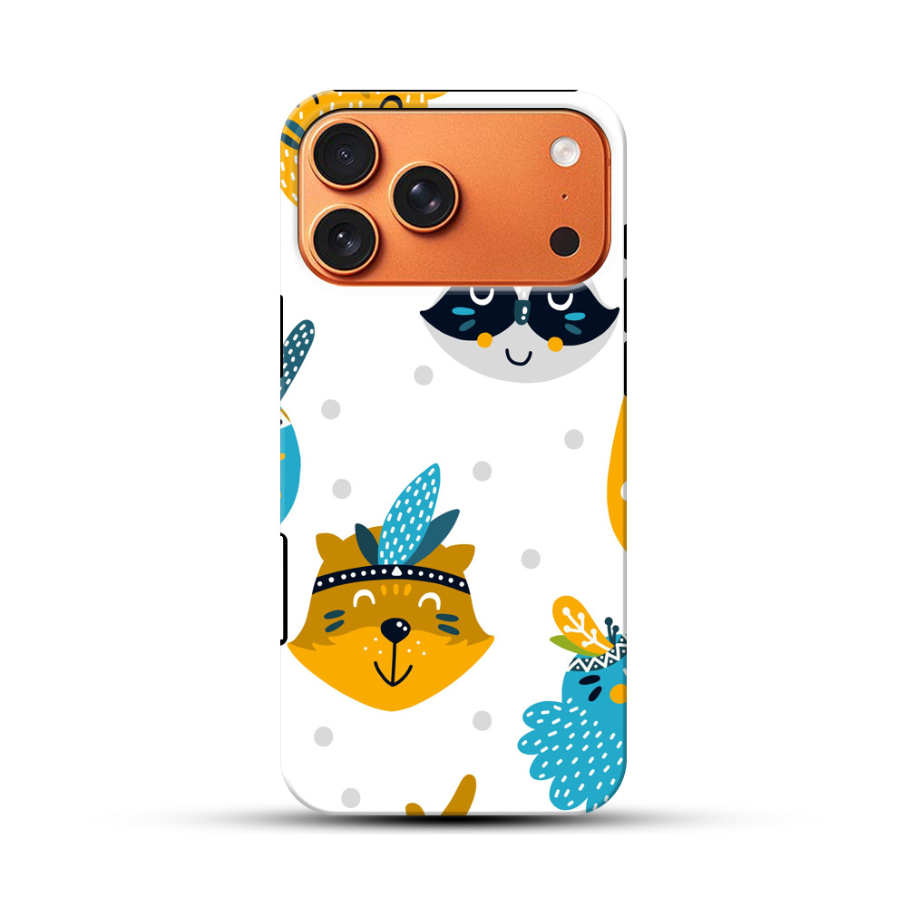 かわいい動物の顔のパターン iPhone 17 Pro Maxオリジナル耐衝撃ケース