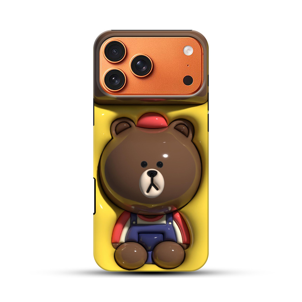 かわいいクマフィギュア iPhone 17 Pro Maxオリジナル耐衝撃ケース