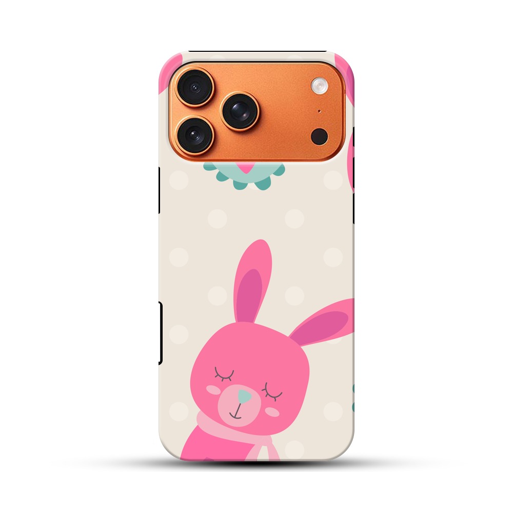 かわいいピンクウサギ iPhone 17 Pro Maxオリジナル耐衝撃ケース