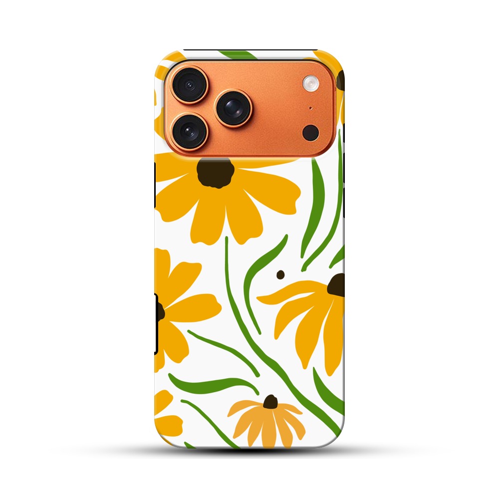 黄色い花のパターン iPhone 17 Pro Maxオリジナル耐衝撃ケース