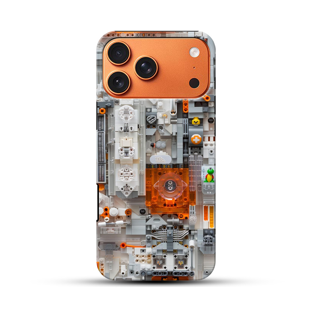 レゴのオレンジ白モザイク iPhone 17 Pro Maxオリジナル耐衝撃ケース