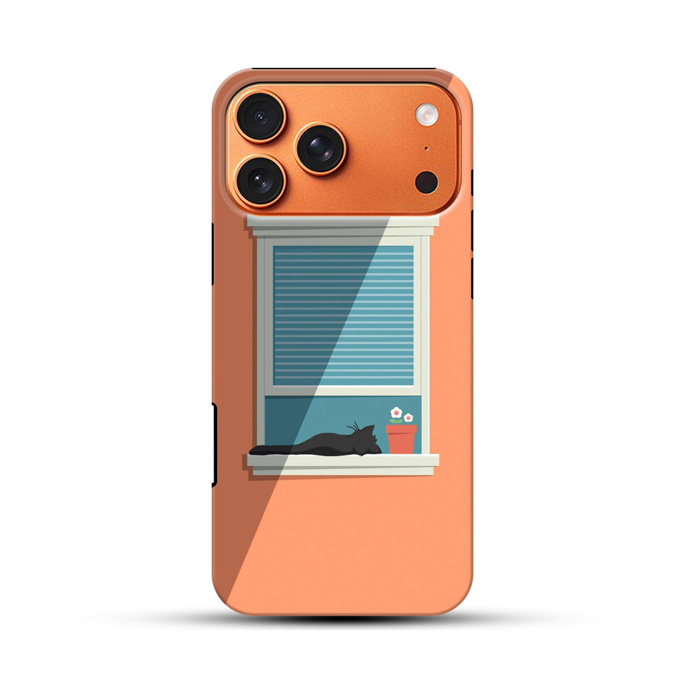 窓辺の黒猫と花 iPhone 17 Pro Maxオリジナル耐衝撃ケース