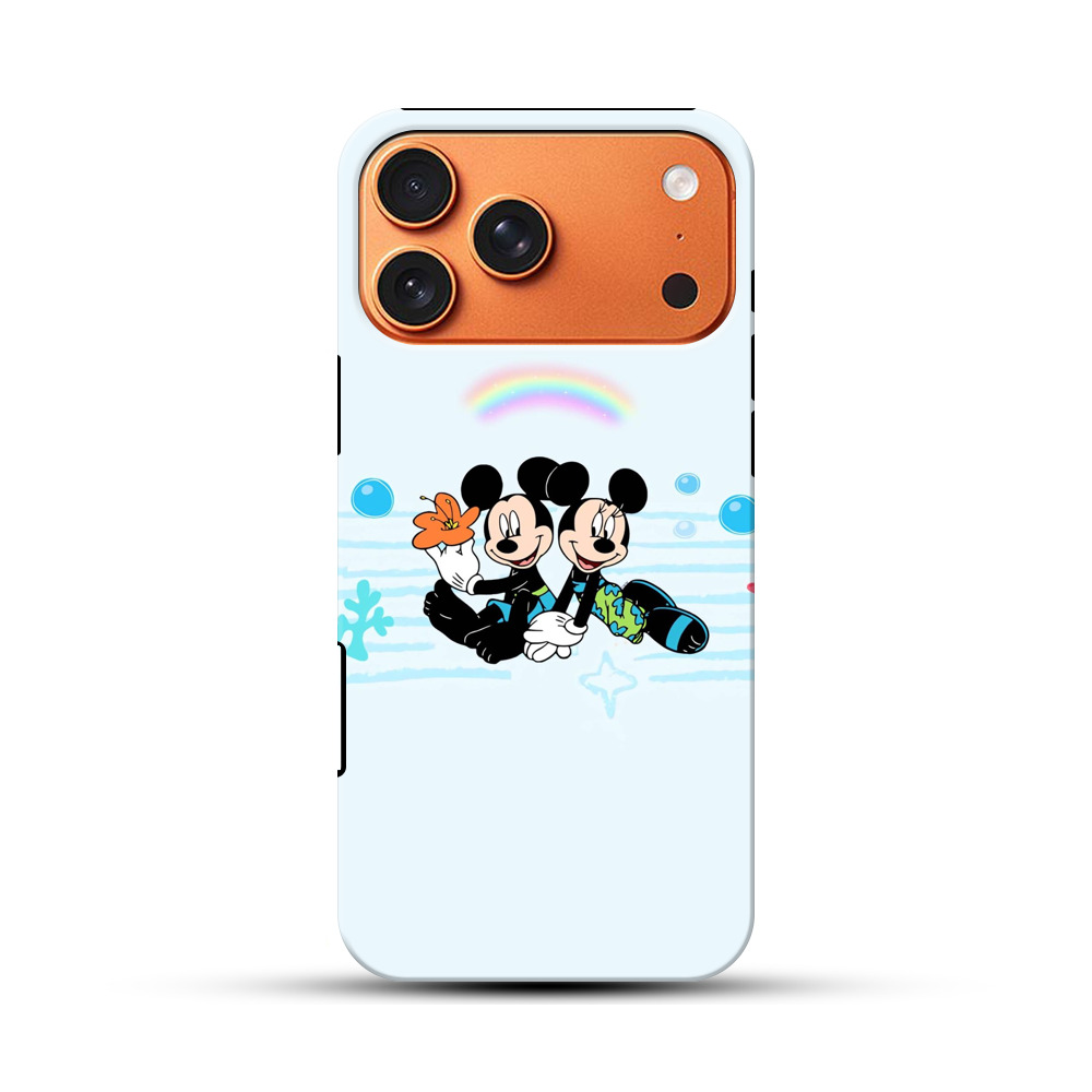 虹の下のミッキーとミニー iPhone 17 Pro Maxオリジナル耐衝撃ケース