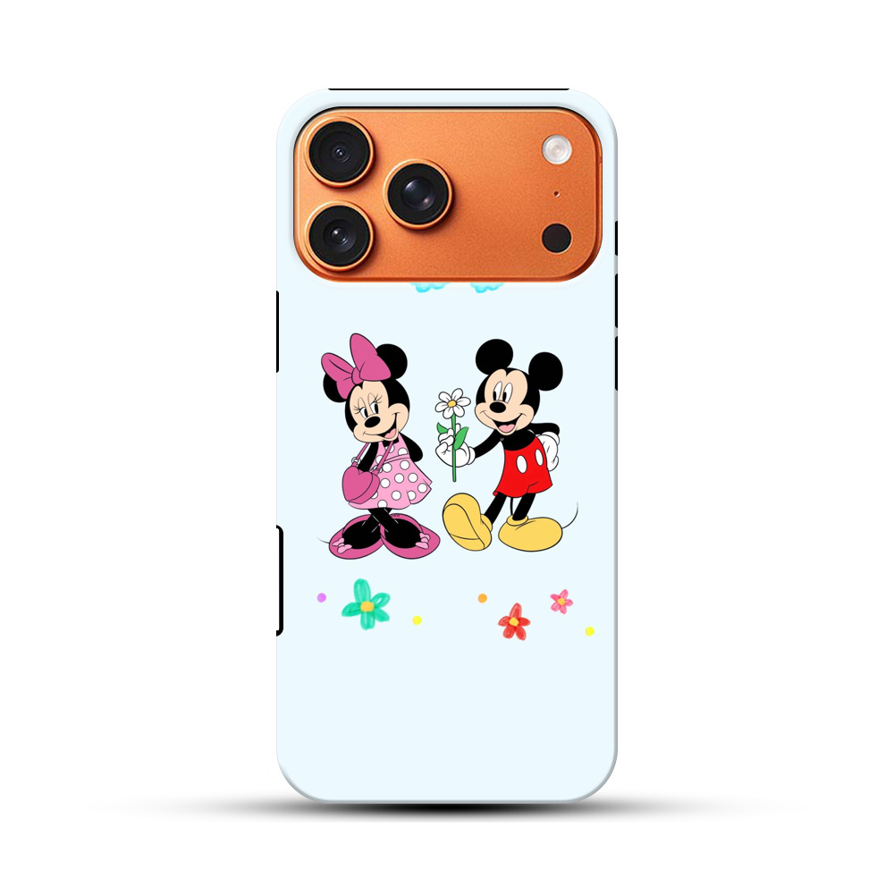 ミッキーとミニーの虹と花 iPhone 17 Pro Maxオリジナル耐衝撃ケース