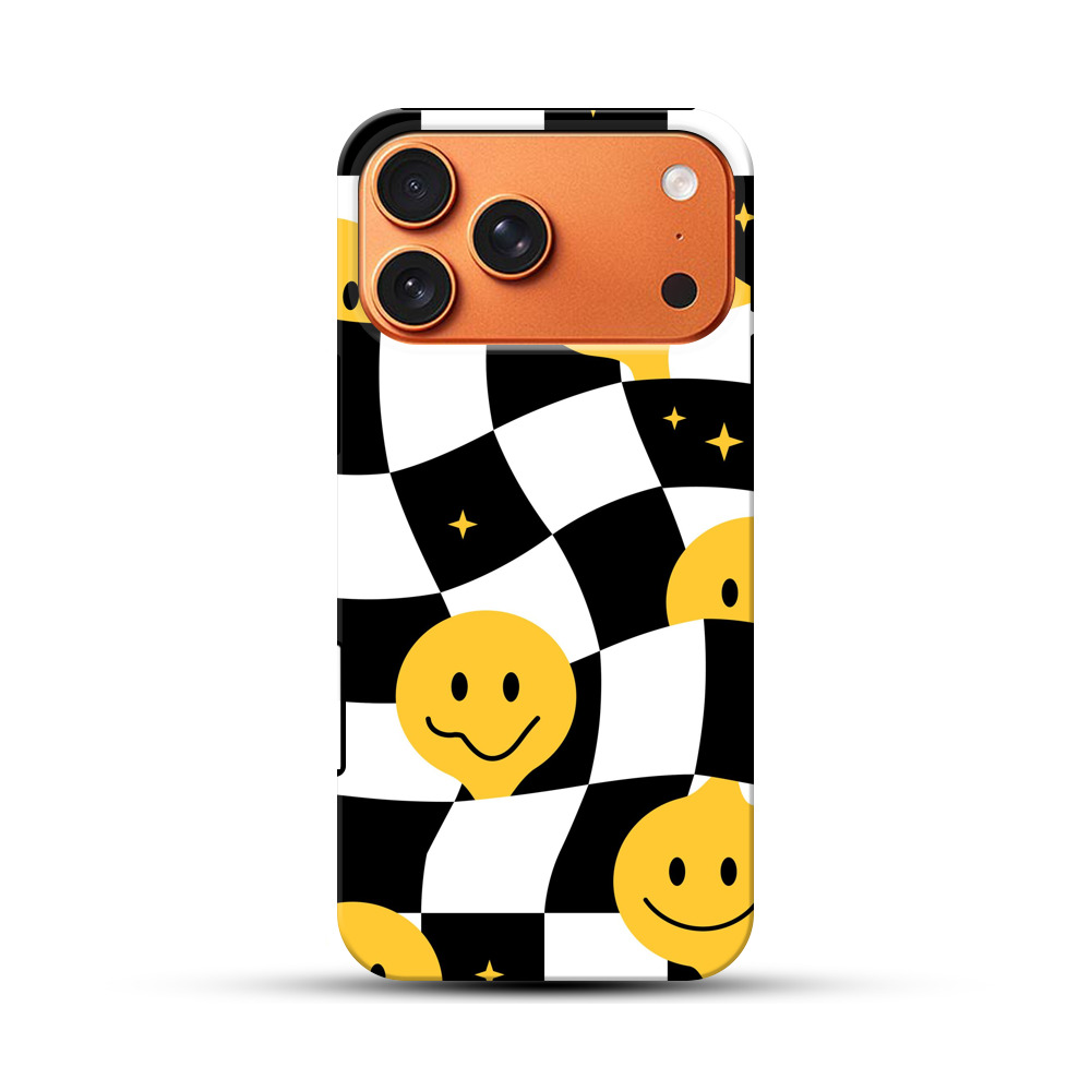 にこにこチェッカーパターン iPhone 17 Pro Maxオリジナル耐衝撃ケース