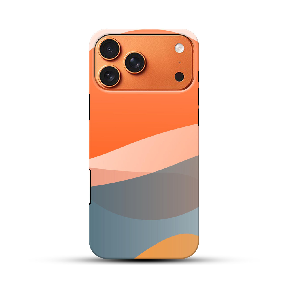 オレンジ青の曲線アート iPhone 17 Pro Maxオリジナル耐衝撃ケース