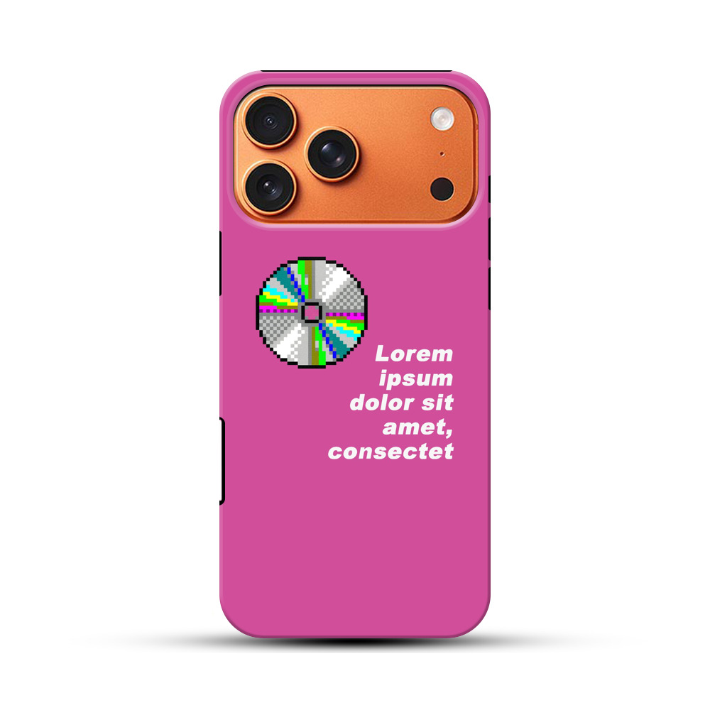 ピクセル風ディスクとテキストのデザイン iPhone 17 Pro Maxオリジナル耐衝撃ケース