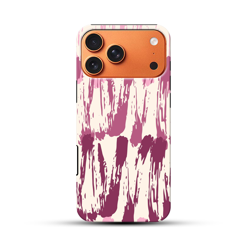 ピンクの抽象ブラシストローク模様 iPhone 17 Pro Maxオリジナル耐衝撃ケース