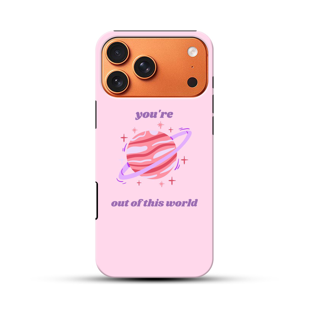 ピンクの惑星と英語のメッセージ iPhone 17 Pro Maxオリジナル耐衝撃ケース