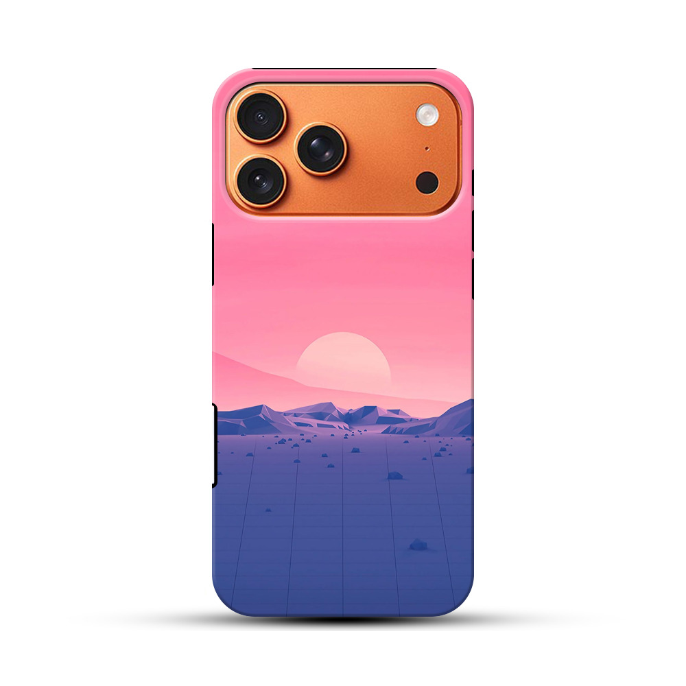 ピンク夕焼けの山景色 iPhone 17 Pro Maxオリジナル耐衝撃ケース