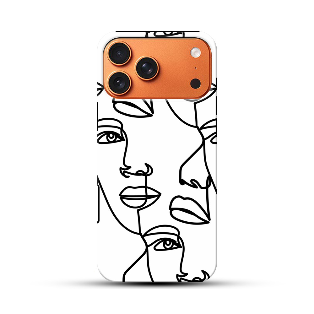 連続した顔の抽象イラスト iPhone 17 Pro Maxオリジナル耐衝撃ケース