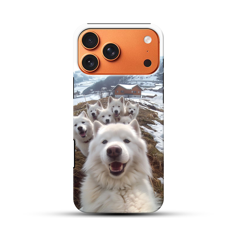 雪山のサモエド犬たちの群れ iPhone 17 Pro Maxオリジナル耐衝撃ケース
