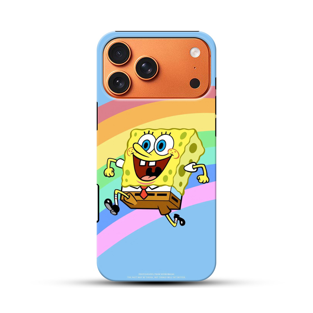 虹と元気なスポンジボブ iPhone 17 Pro Maxオリジナル耐衝撃ケース