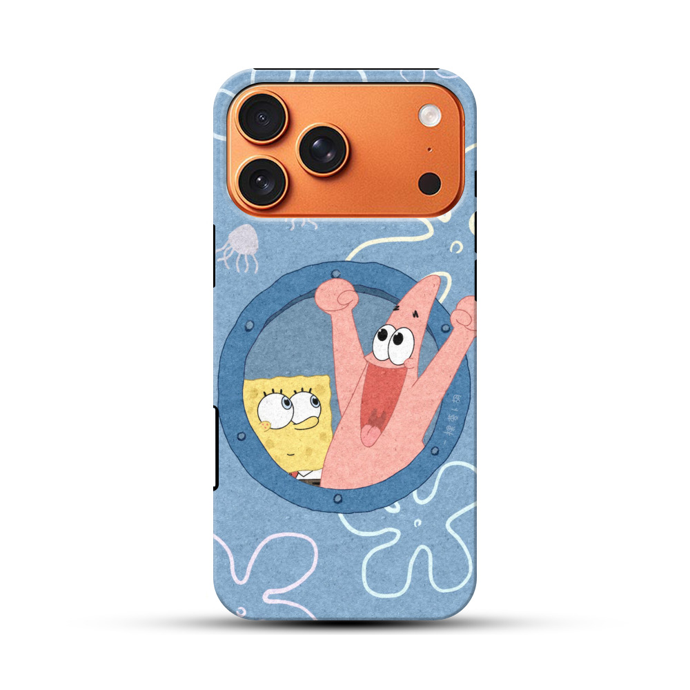 元気なスポンジボブとパトリック iPhone 17 Pro Maxオリジナル耐衝撃ケース