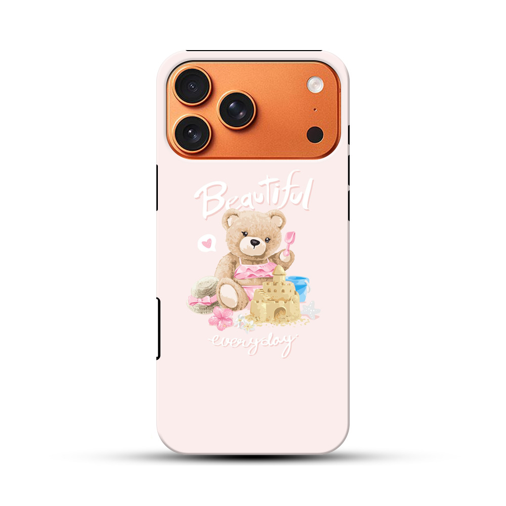 砂の城とクマのぬいぐるみ pink-teddy 砂の城とクマのぬいぐるみ pink-teddy