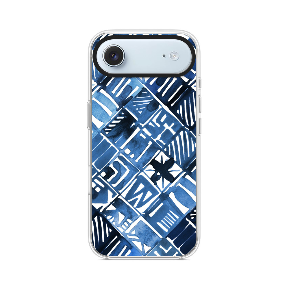 青の幾何学模様 iPhone Airオリジナルケース