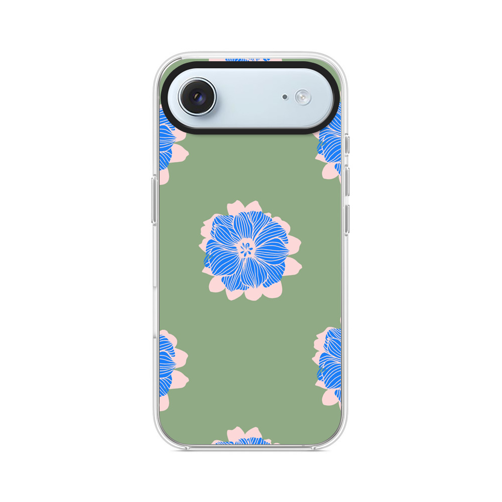 青い花のパターン iPhone Airオリジナルケース