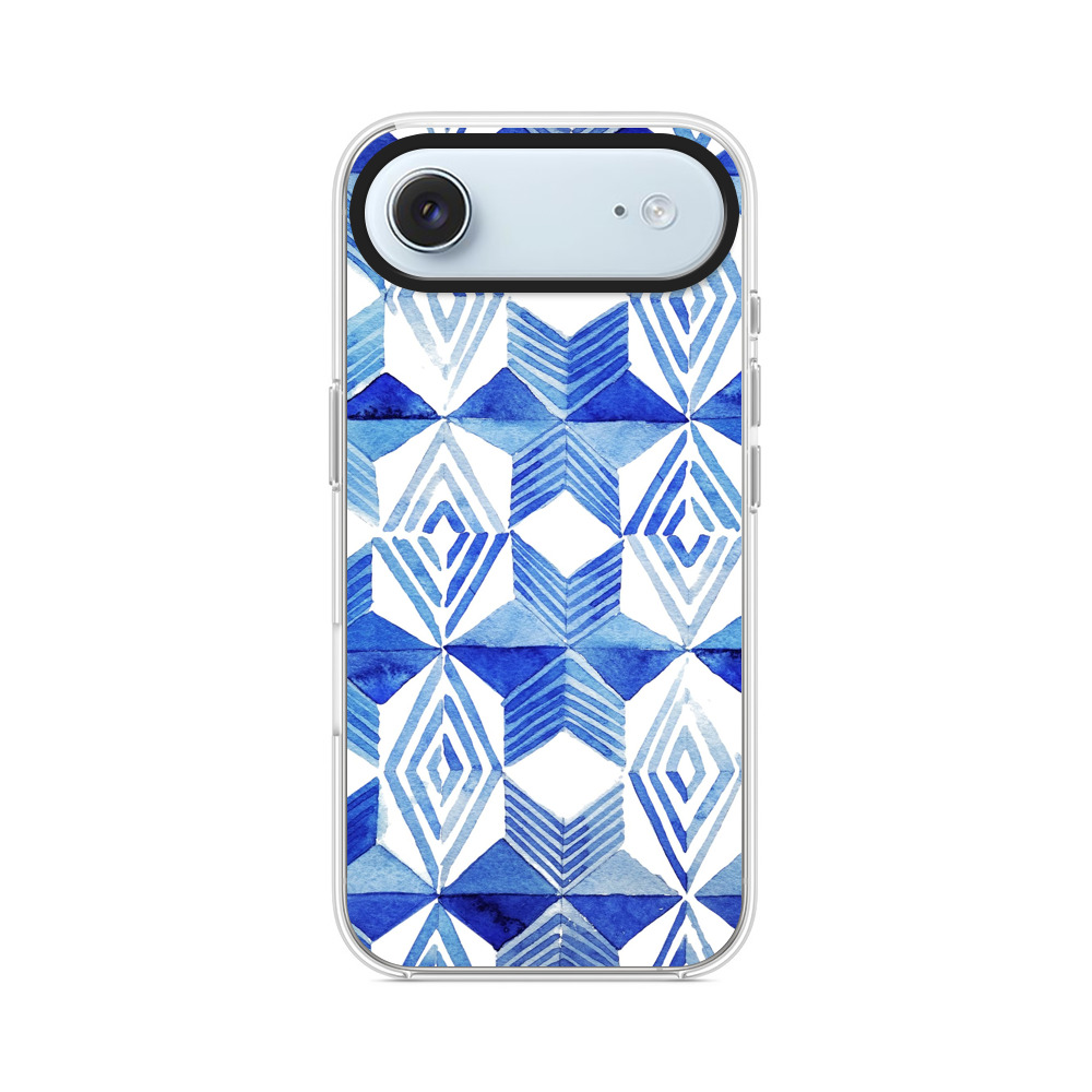 青い水彩パターン iPhone Airオリジナルケース