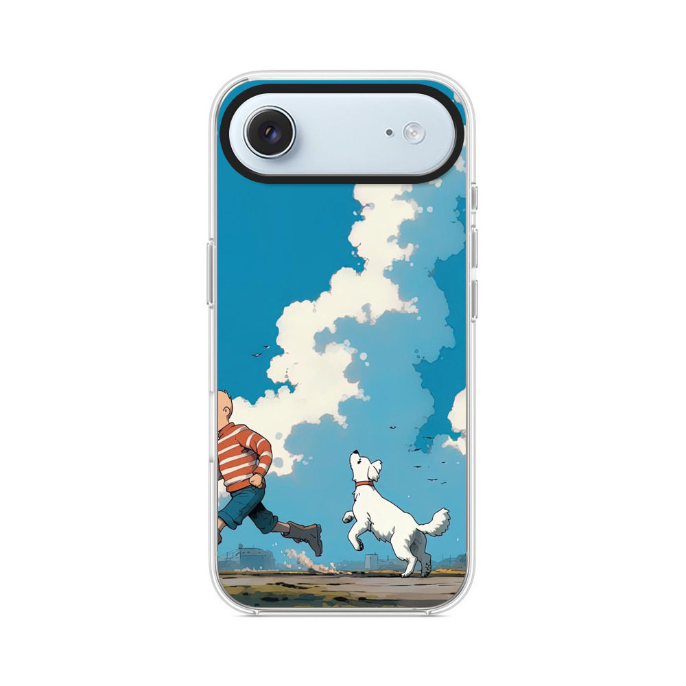 青空と電車の前の少年 iPhone Airオリジナルケース