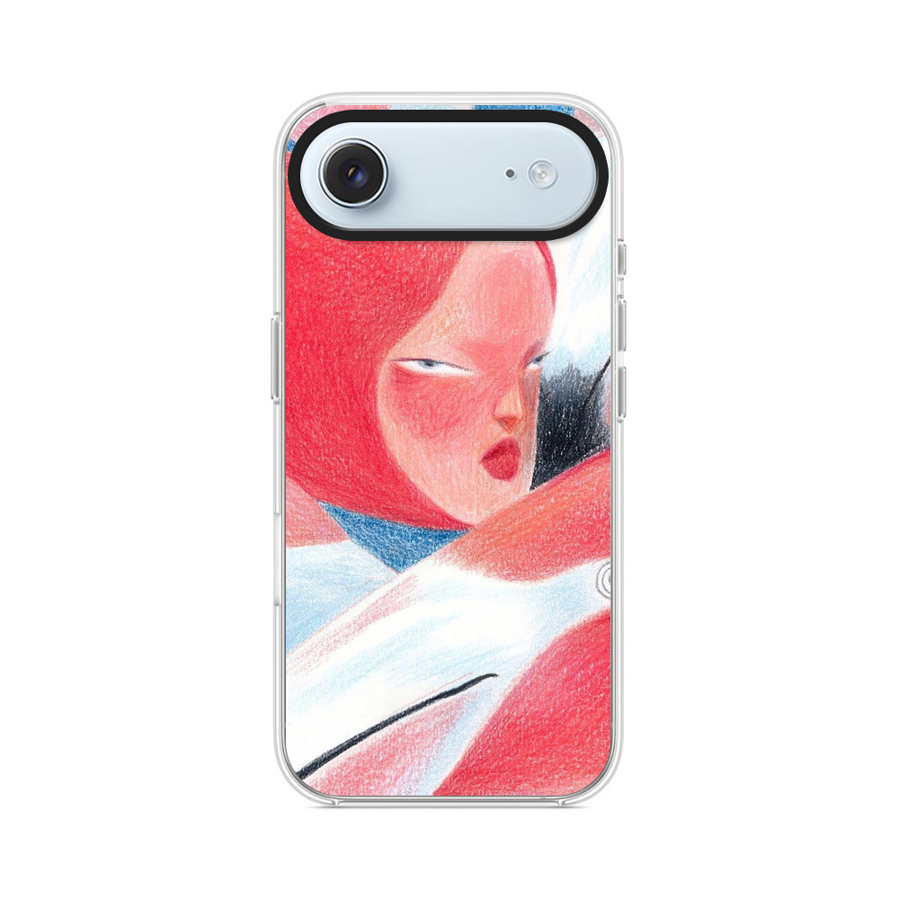 フラミンゴと女性の顔 iPhone Airオリジナルケース