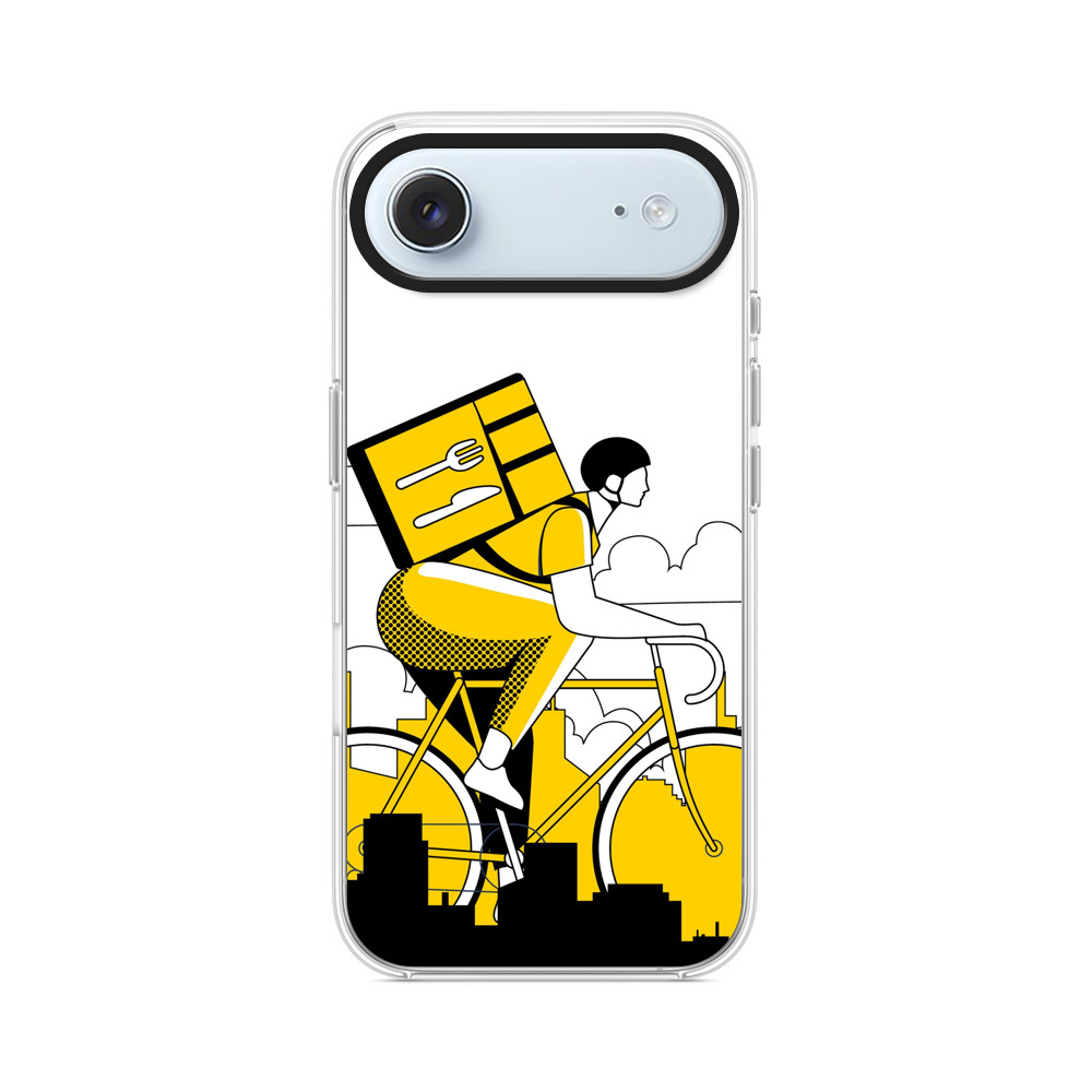 配達員が自転車で配達するシルエット iPhone Airオリジナルケース