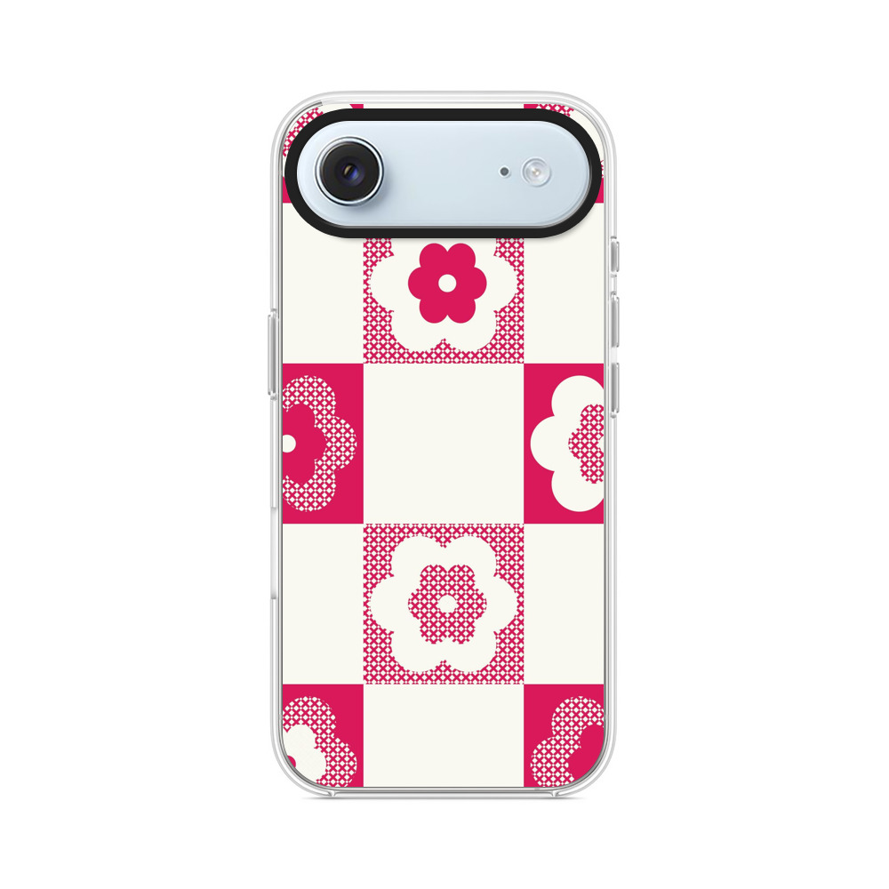 市松模様の花柄パターン iPhone Airオリジナルケース