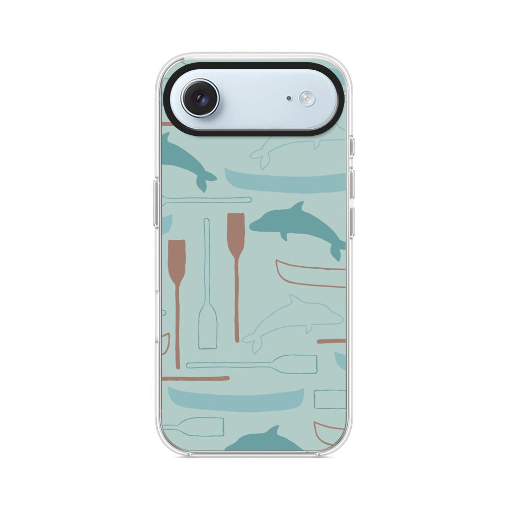 イルカとカヌーのパターン iPhone Airオリジナルケース