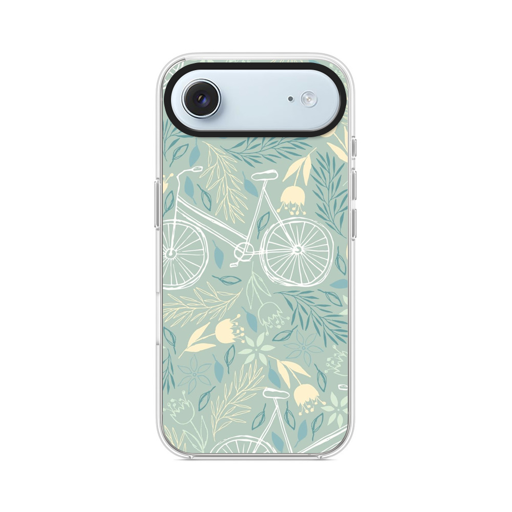 自転車と花のパターン iPhone Airオリジナルケース
