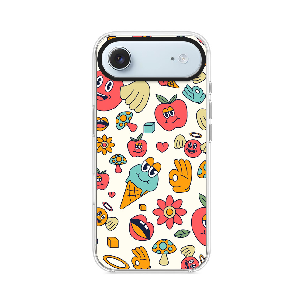 カラフルなキャラクターのパターン iPhone Airオリジナルケース