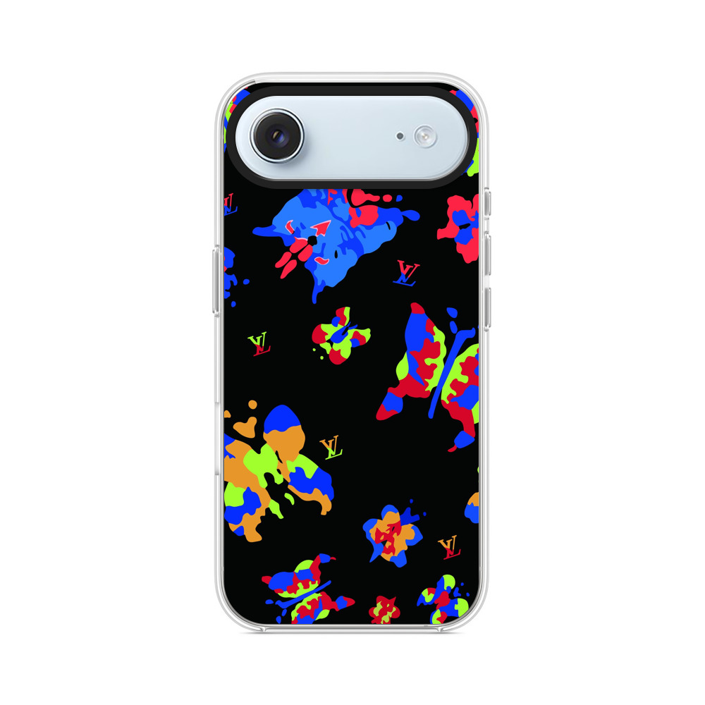 カラフルな蝶と花の抽象画 iPhone Airオリジナルケース