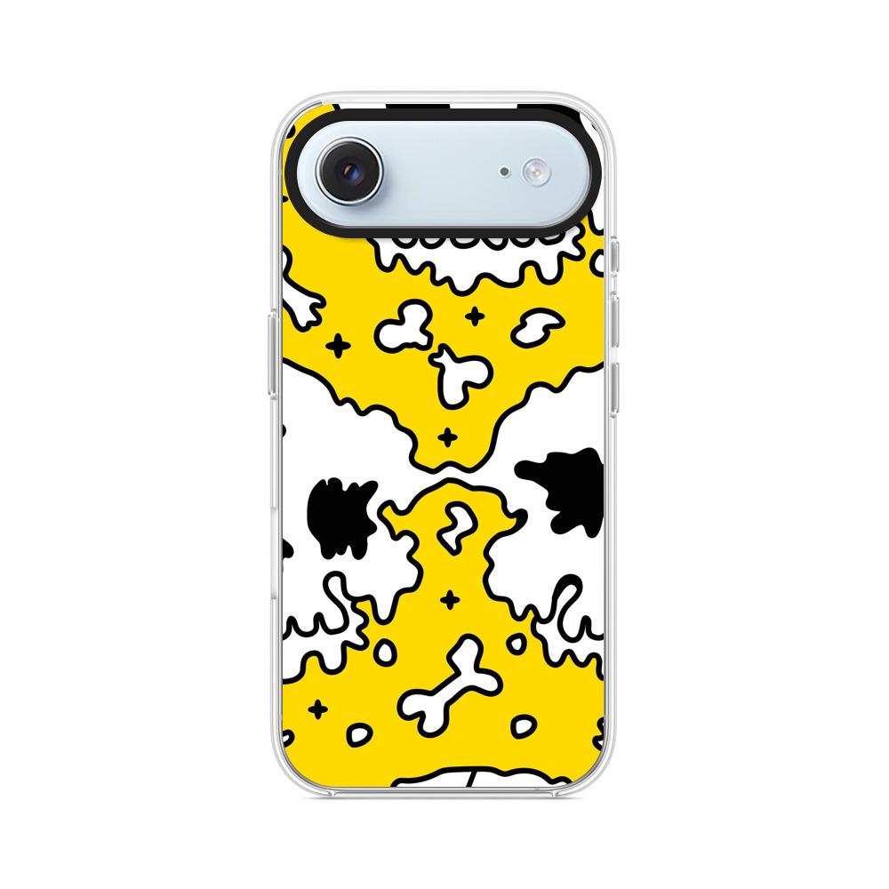 黄色の背景のスカルパターン iPhone Airオリジナルケース