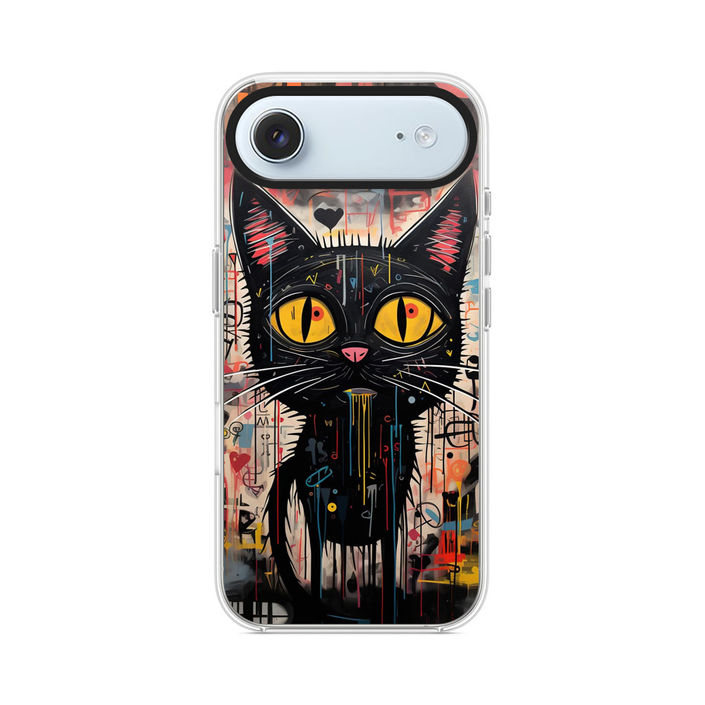 抽象的な黒猫のアート iPhone Airオリジナルケース