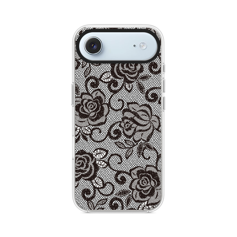 黒いレースの花柄模様 iPhone Airオリジナルケース