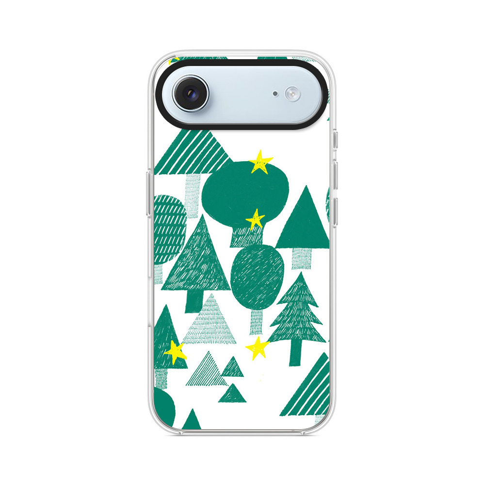 緑の森と黄色い星のパターン iPhone Airオリジナルケース