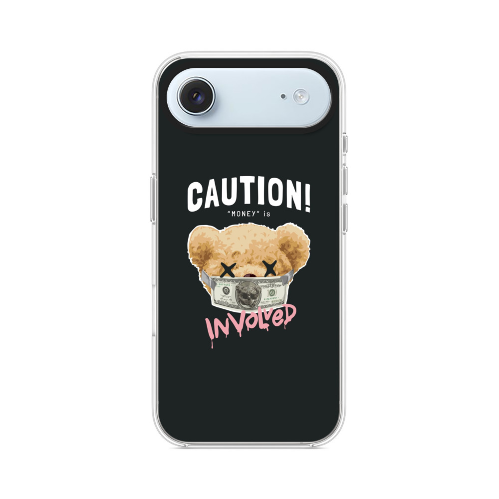お金のマスクをしたクマのイラスト iPhone Airオリジナルケース
