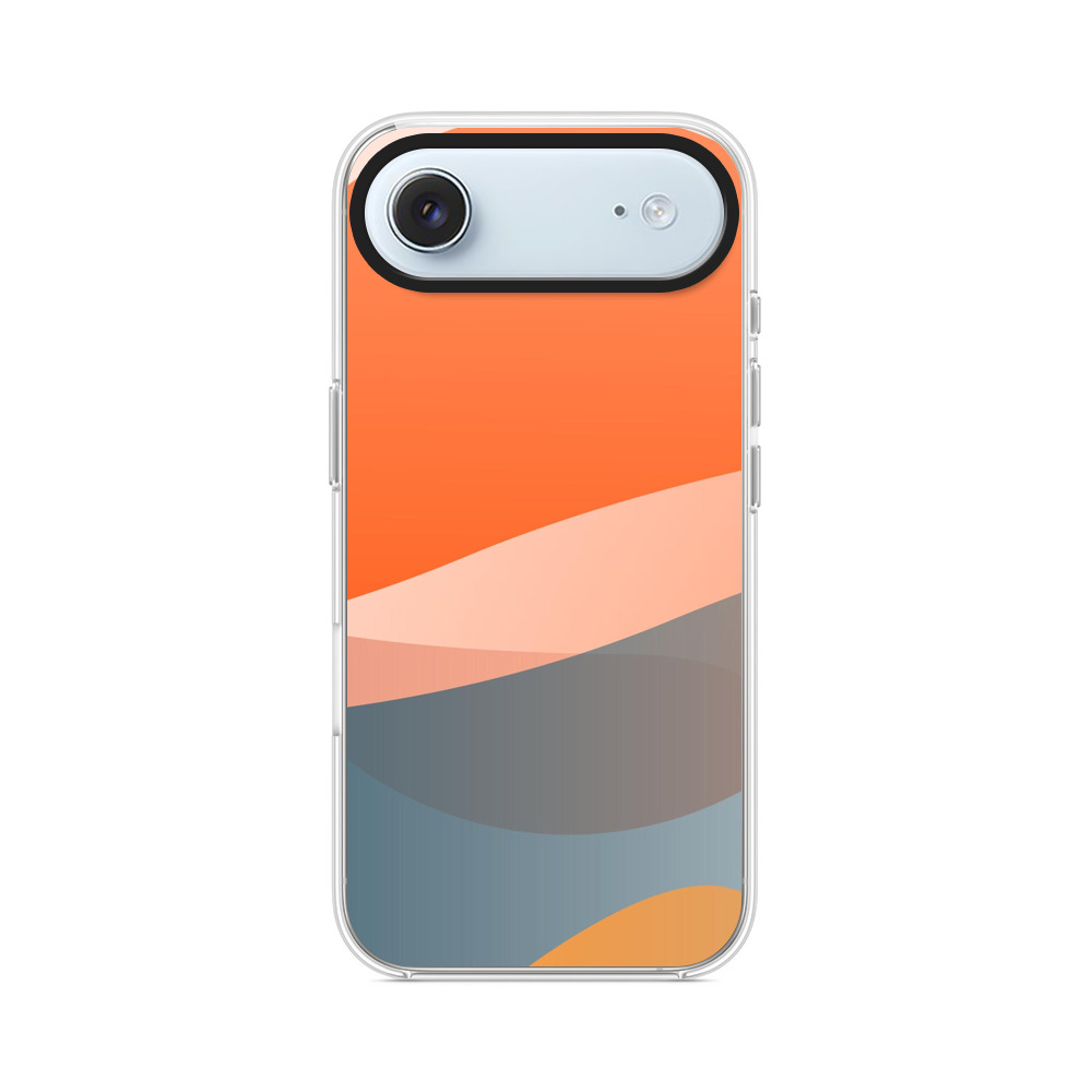オレンジ青の曲線アート iPhone Airオリジナルケース