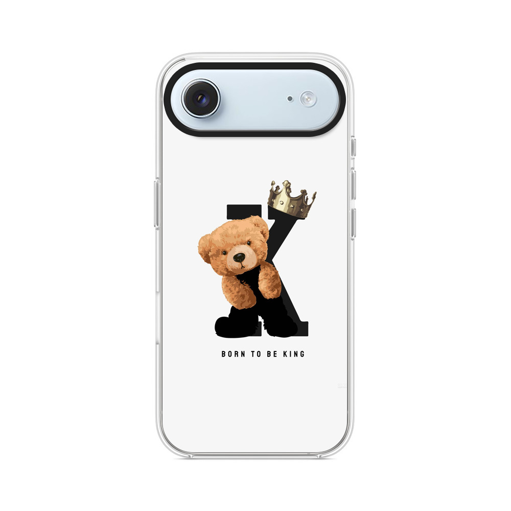 王冠をかぶったくまのぬいぐるみとアルファベットK iPhone Airオリジナルケース