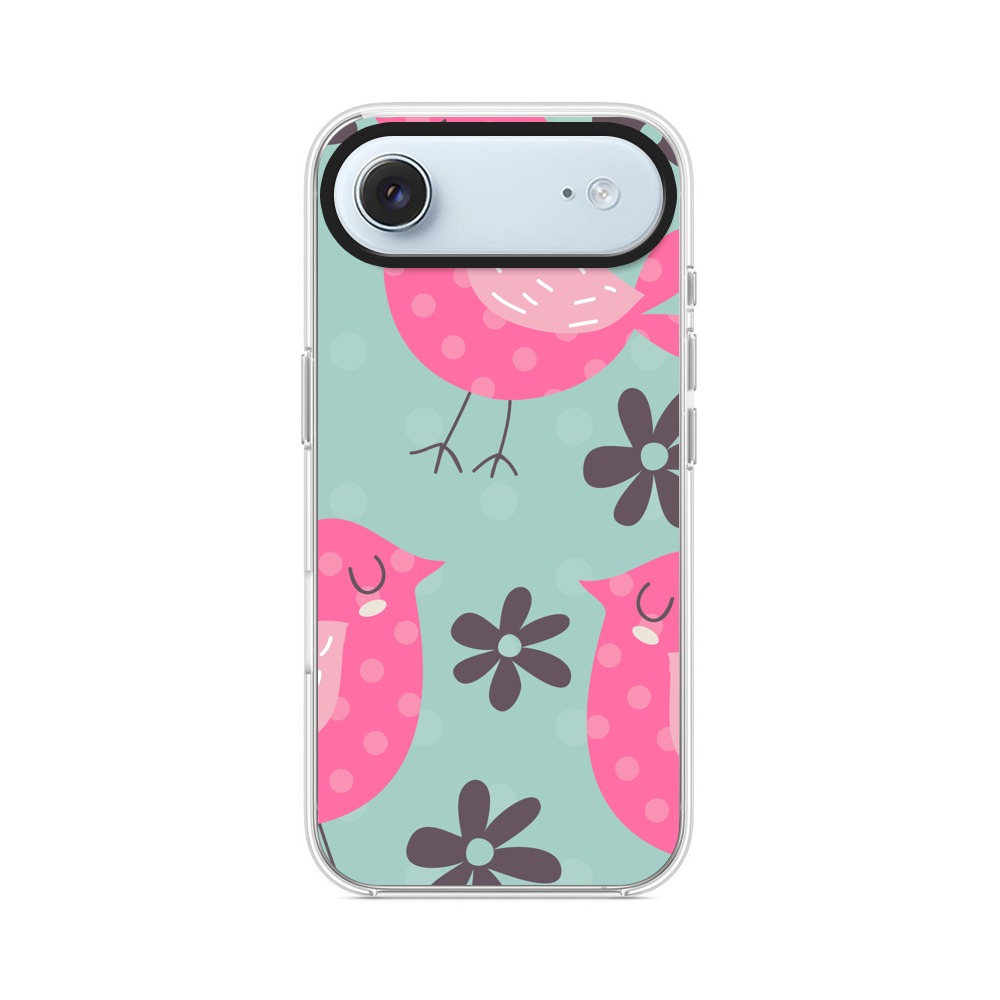 ピンクの小鳥と花のパターン birdie ピンクの小鳥と花のパターン birdie