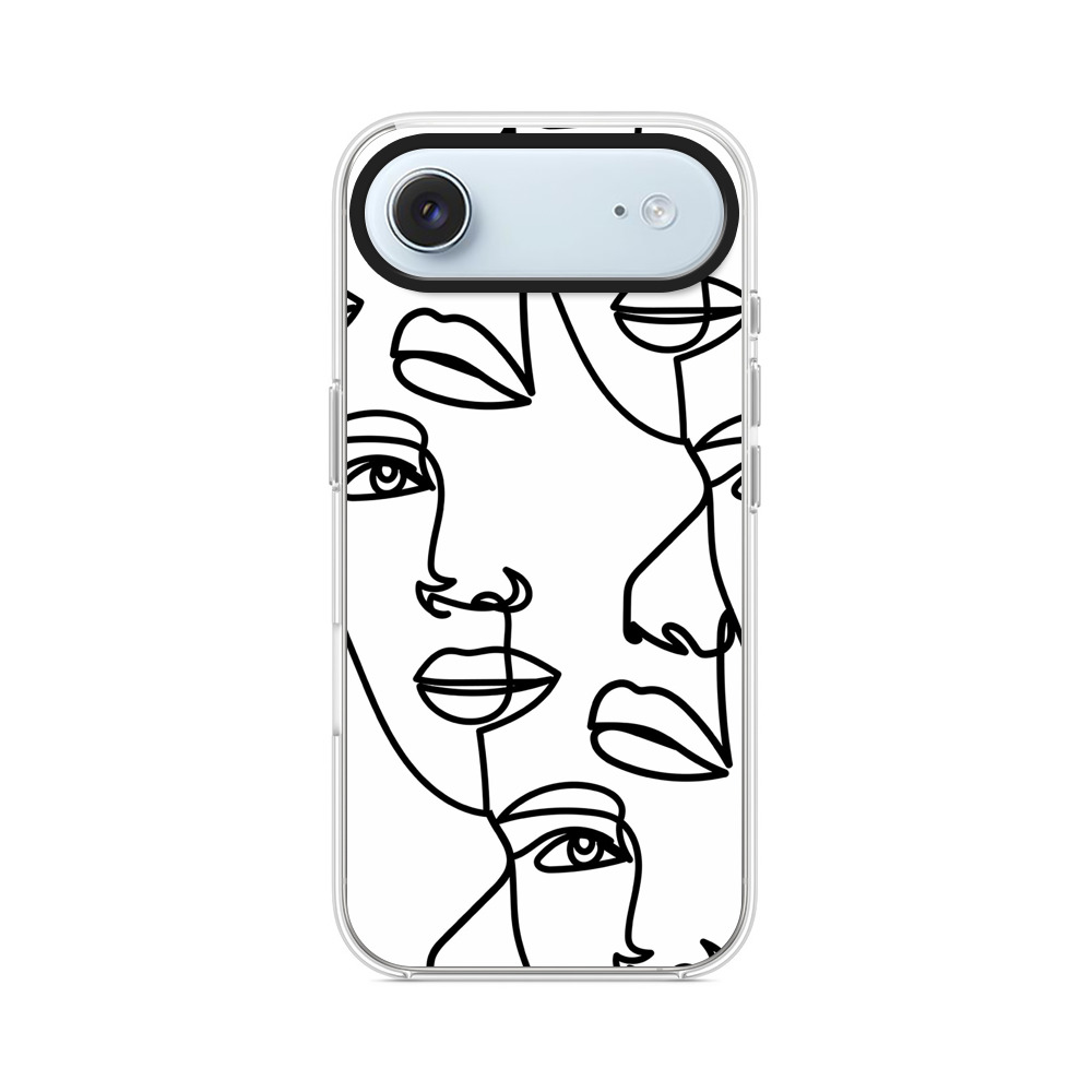 連続した顔の抽象イラスト iPhone Airオリジナルケース